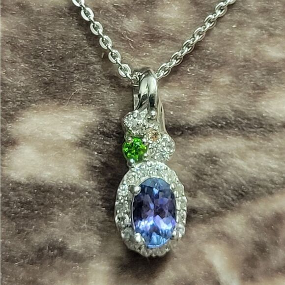 AAA Tanzanite & Multi Gemstone Halo Ring & Pendant Necklace - Picture 7 of 16